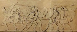 ギリシャ人とトロイの木馬の間の戦闘、救済のための研究 作： Ferdinand Pettrich